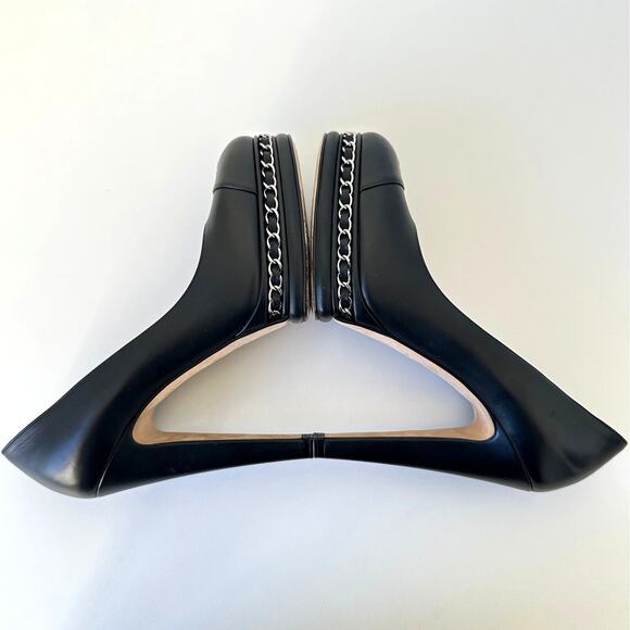 Chanel 2015 CC Logo Cap Toe  Chain Link Platform Pumps IT 38 - Picture 9 of 13